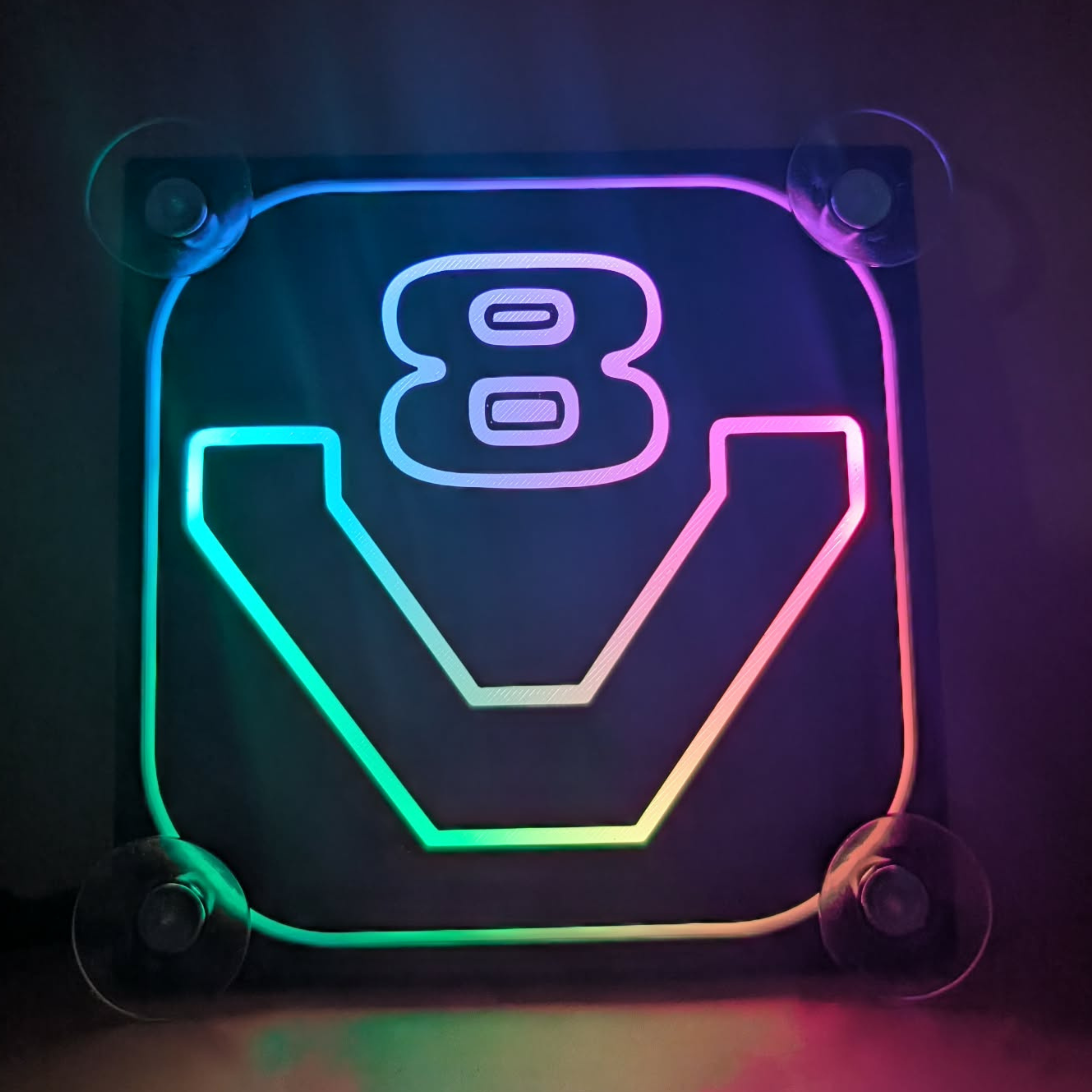 lampe pare brise 15x15 v8 bleu arc en ciel