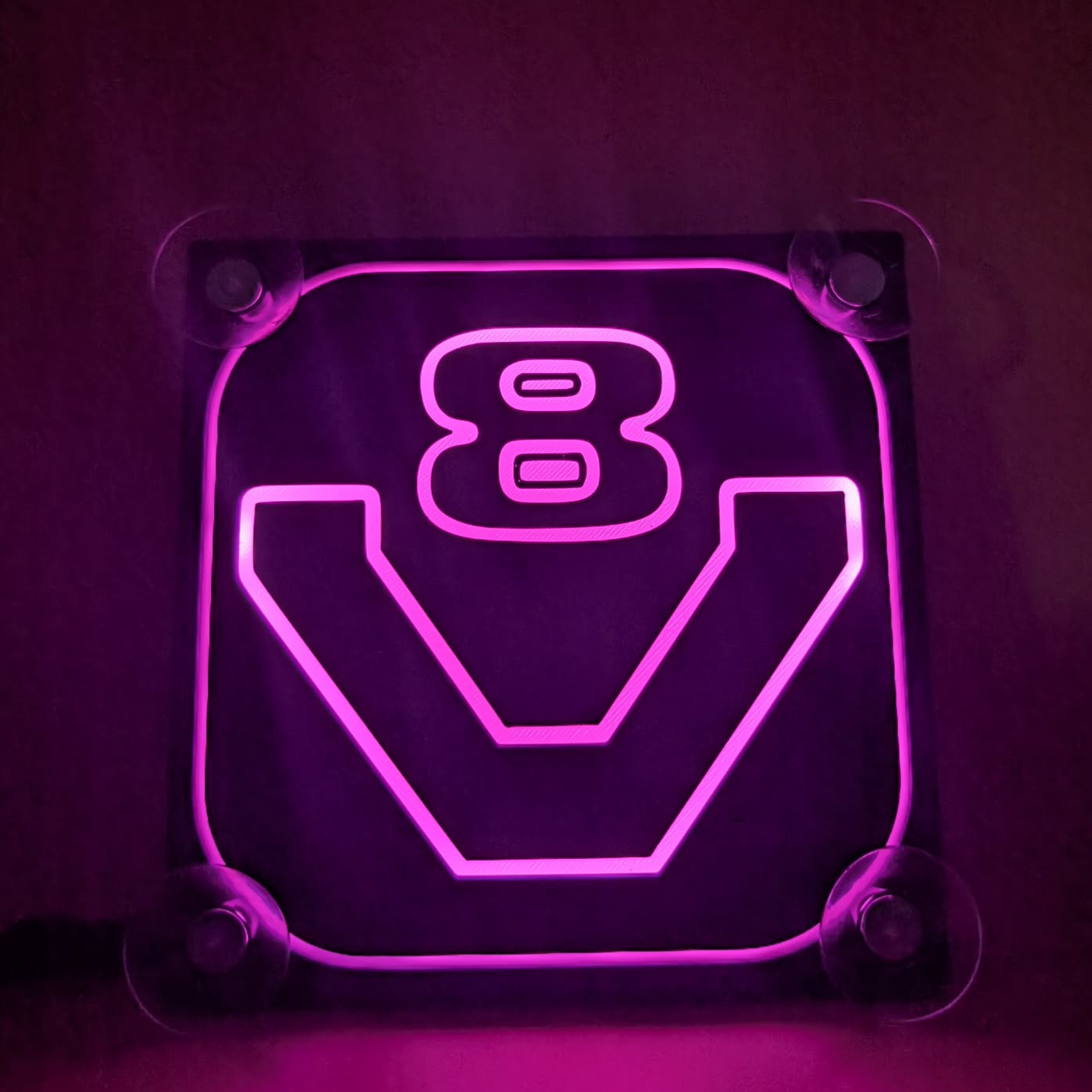 lampe pare brise 15x15 v8 bleu rouge purple