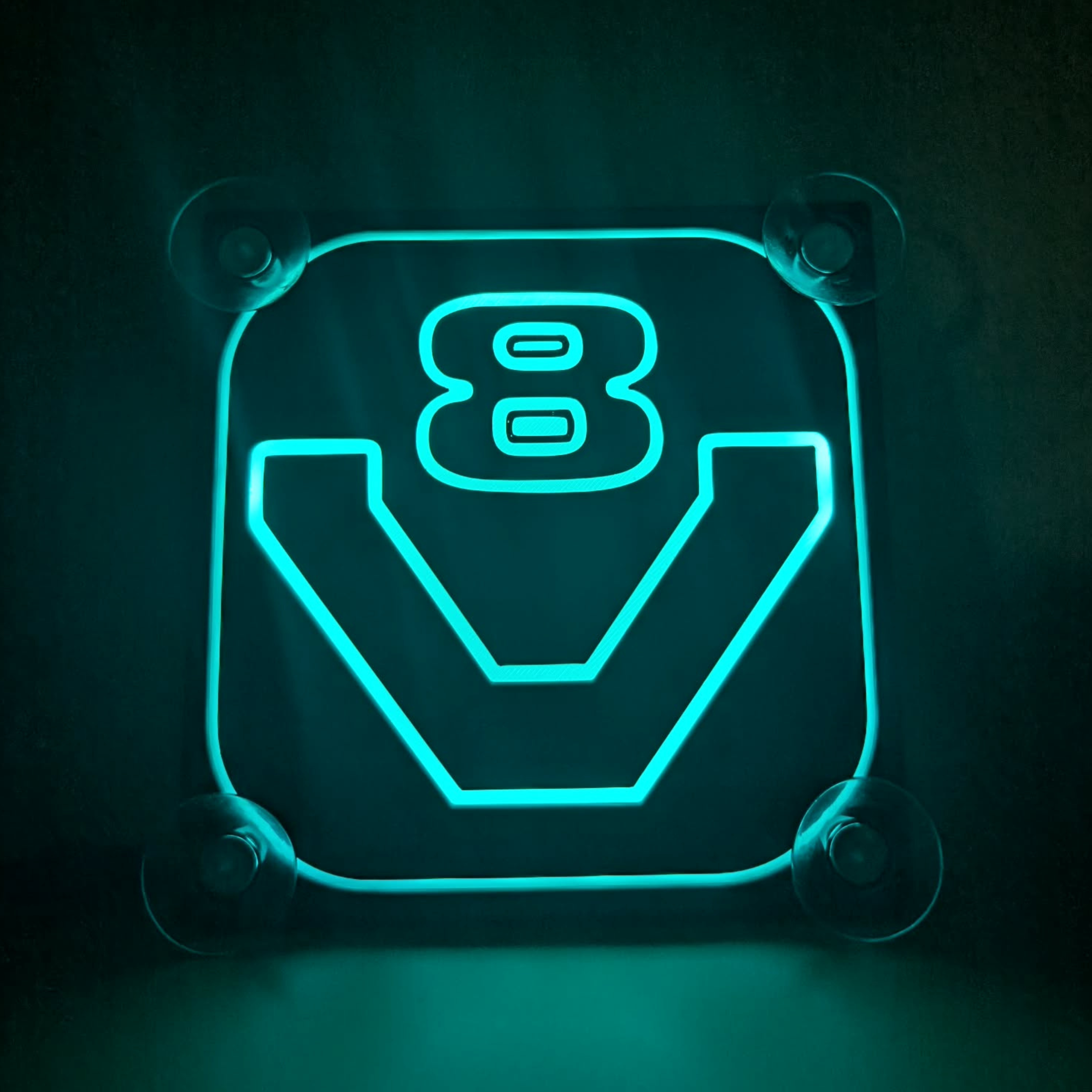 lampe pare brise 15x15 v8 bleu turquois